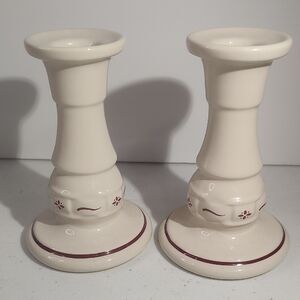 Longaberger Cream Accents Candle Holders
